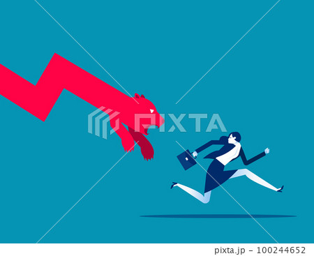 Run away from Bear market. Bearish markets vector illustration Run away from Bear market. Bearish markets vector illustration 100244652