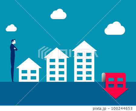 Real estate value is going down due to falling home prices. Business value vector illustration 100244653