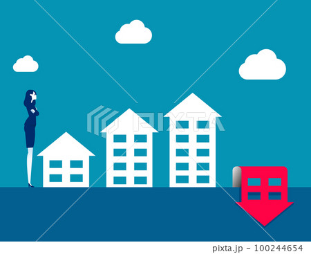 Real estate value is going down due to falling home prices. Business value vector illustration 100244654