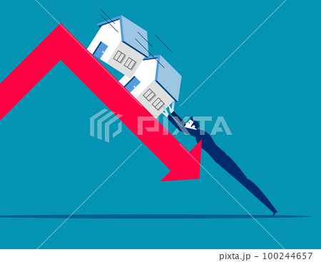 The housing market is falling. Business housing crisis vector illustrator 100244657