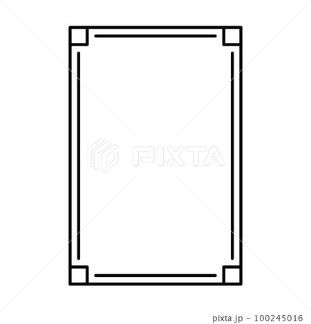 Rectangle frame shape icon, vertical decorative vintage border doodle element for simple banner design in vector illustration. Rectangle frame shape icon, vertical decorative vintage border doodle element for simple banner design in vector illustration. 100245016