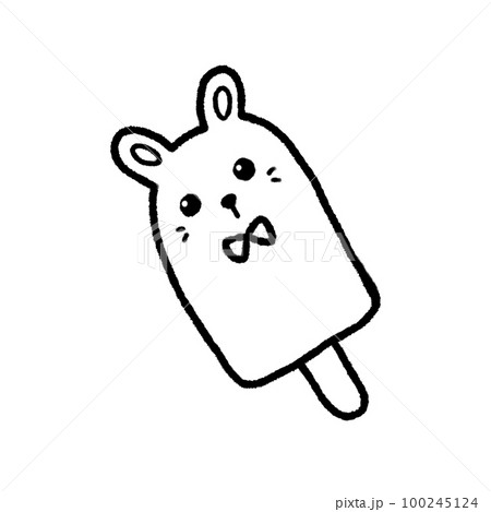 Hand-drawn Line Ice cream rabbit in doodle style 100245124