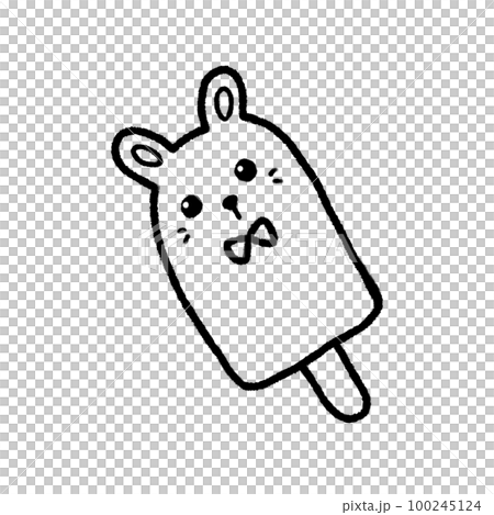 Hand-drawn Line Ice cream rabbit in doodle style 100245124