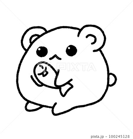 Hand-drawn Line Cute Bear with little fish in doodle style 100245128