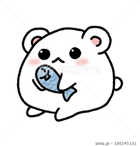 Hand-drawn Cute Bear with little fish in doodle style 100245131