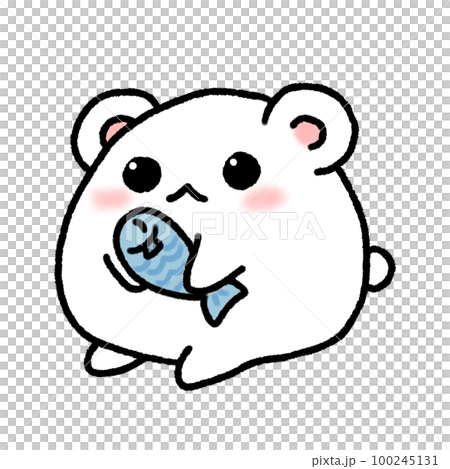 Hand-drawn Cute Bear with little fish in doodle style 100245131