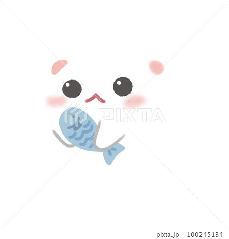 Hand-drawn Cute Bear with little fish in doodle style 100245134