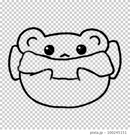 Hand-drawn Line White Bear with Blue scarf in doodle style Hand-drawn Line White Bear with Blue scarf in doodle style 100245151