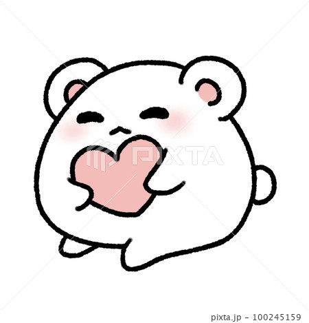 Hand-drawn Cute white Bear hug pink Heart in doodle style Hand-drawn Cute white Bear hug pink Heart in doodle style 100245159