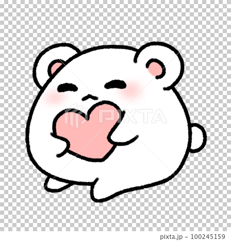 Hand-drawn Cute white Bear hug pink Heart in doodle style Hand-drawn Cute white Bear hug pink Heart in doodle style 100245159