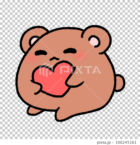 Hand-drawn Cute Brown Bear hug red Heart in doodle style Hand-drawn Cute Brown Bear hug red Heart in doodle style 100245161