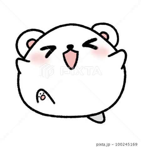 Hand-drawn Cute White Bear feel happy in doodle style 100245169