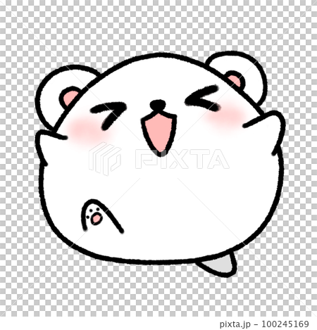 Hand-drawn Cute White Bear feel happy in doodle style 100245169