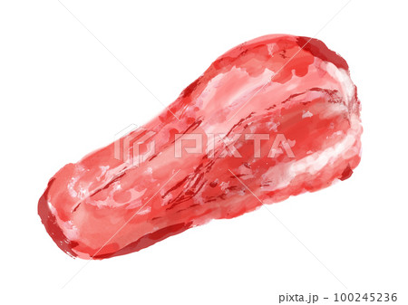 牛タンの塊肉の手描き和風イラスト 100245236