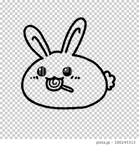 Hand-drawn Cute rabbit with candy in doodle style 100245313