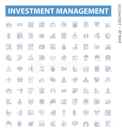 Investment management line icons, signs set. Investment, Management, Wealth, Portfolio, Risk, Capital, Asset, Strategy, Broker outline vector illustrations. Investment management line icons, signs set. Investment, Management, Wealth, Portfolio, Risk, Capital, Asset, Strategy, Broker outline vector illustrations. 100246559