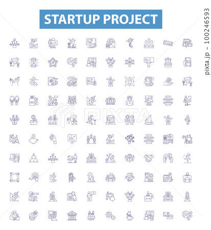 Startup project line icons, signs set. Startup, Project, Venture, New, Business, Idea, Launch, Entrepreneur, Innovate outline vector illustrations. Startup project line icons, signs set. Startup, Project, Venture, New, Business, Idea, Launch, Entrepreneur, Innovate outline vector illustrations. 100246593