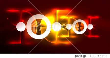 Neon light glowing circles vector abstract background 100246788
