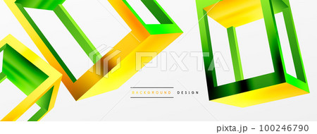 3D cube shapes vector geometric background. Trendy techno business template for wallpaper, banner, background or landing 100246790