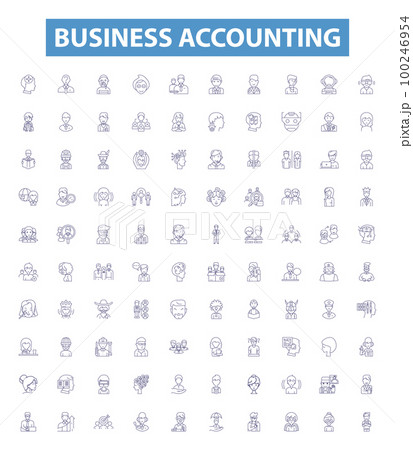 Business accounting line icons, signs set. Accounting, Business, Finance, Bookkeeping, Ledger, Reconciliation, Chart, Bank, Journal outline vector illustrations. Business accounting line icons, signs set. Accounting, Business, Finance, Bookkeeping, Ledger, Reconciliation, Chart, Bank, Journal outline vector illustrations. 100246954