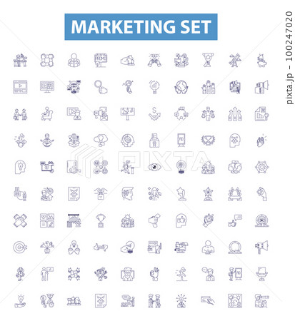 Marketing set line icons, signs set. Marketing, Set, Strategy, Promotion, Ads, Media, Brand, Content, Analysis outline vector illustrations. Marketing set line icons, signs set. Marketing, Set, Strategy, Promotion, Ads, Media, Brand, Content, Analysis outline vector illustrations. 100247020
