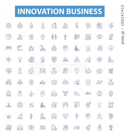 Innovation business line icons, signs set. Innovative, Entrepreneurship, Idea, Progress, Efficiency, Creativity, Strategy, Profitable, Market outline vector illustrations. Innovation business line icons, signs set. Innovative, Entrepreneurship, Idea, Progress, Efficiency, Creativity, Strategy, Profitable, Market outline vector illustrations. 100247415