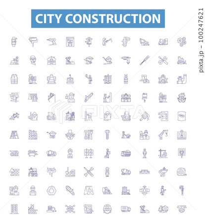City construction line icons, signs set....のイラスト素材 [100247621] - PIXTA