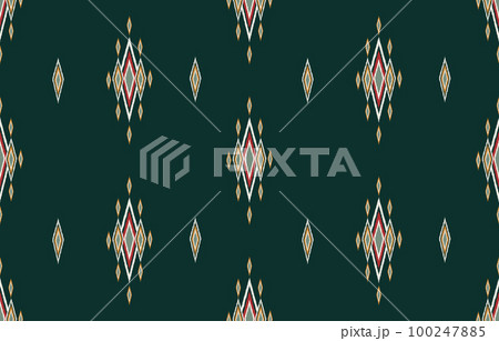 Ethnic seamless pattern. Vector geometric Tribal African Indian traditional embroidery background, Bohemian fashion. Ikat fabric carpet batik ornament chevron textile decoration, wallpaper folklore st 100247885