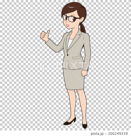 サムアップするキャリアウーマン 100249339