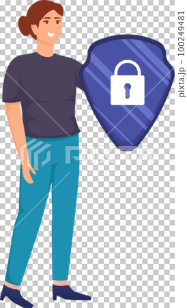 Digital data protection illustration with cyber security cartoon character. Cloud computing network safety concept Digital data protection illustration with cyber security cartoon character. Cloud computing network safety concept 100249481
