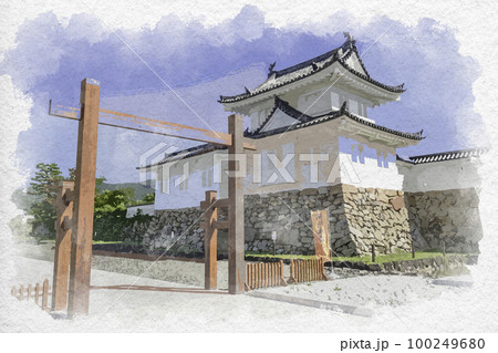 水彩画風 舞鶴公園 田辺城跡 隅櫓 京都府舞鶴市 水彩画風 舞鶴公園 田辺城跡 隅櫓 京都府舞鶴市 100249680