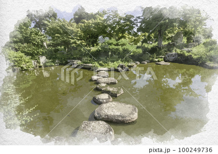 水彩画風　舞鶴公園　田辺城跡　心種園　京都府舞鶴市 100249736