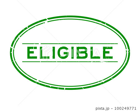 Grunge green eligible word oval rubber seal stamp on white background 100249771