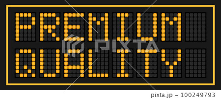 Orange color led banner in word premium quality on black background 100249793