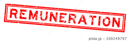 Grunge red remuneration word square rubber seal stamp on white background 100249797