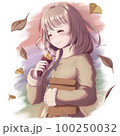 焼き芋を頬張る秋色の女の子 100250032