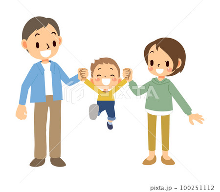 3人家族-手つなぎブランコ 3人家族-手つなぎブランコ 100251112