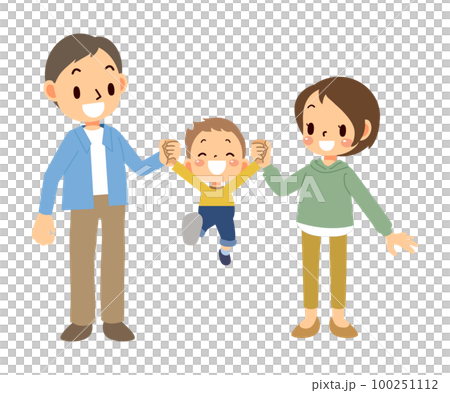 3人家族-手つなぎブランコ 3人家族-手つなぎブランコ 100251112