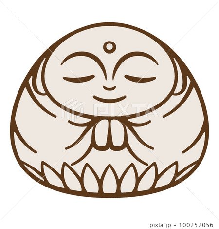 シンプルでころんと丸いお地蔵様の線画 100252056