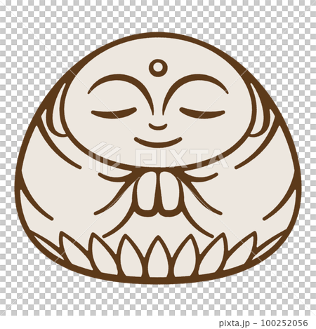 シンプルでころんと丸いお地蔵様の線画 100252056