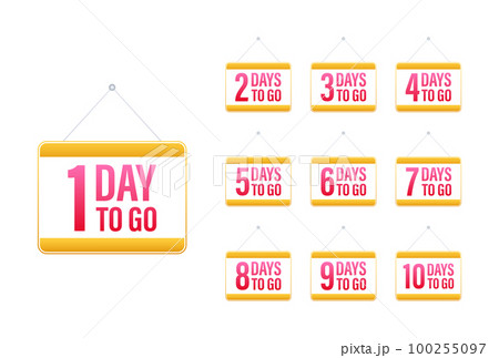 Days countdown. Days to go 1 2 3 4 5 6 7 8 9 10. The days left badges set. Product limited promo 100255097