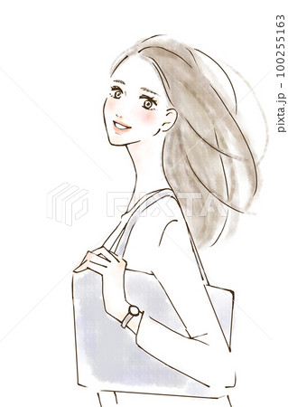 出勤する人物のイラスト 笑顔 シンプルタッチ 出勤する人物のイラスト 笑顔 シンプルタッチ 100255163