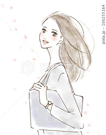 桜背景と新社会人のイラスト 桜背景と新社会人のイラスト 100255164