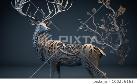 Illustration of a deer as a 3d representation with a strange structure. Illustration of a deer as a 3d representation with a strange structure. 100256163