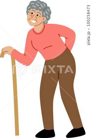 Elderly woman using a cane. Elderly woman using a cane. 100258473