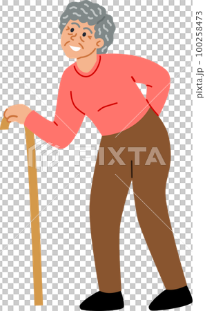 Elderly woman using a cane. Elderly woman using a cane. 100258473