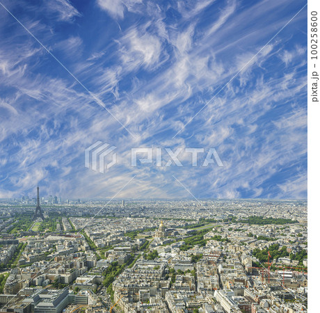 Paris skyline (cloudy summer day) , France Paris skyline (cloudy summer day) , France 100258600