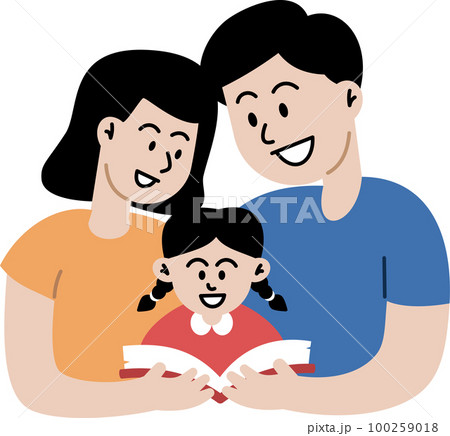 happy family with children. mother, father and kids. Cute cartoon characters isolated on white background. Colorful vector illustration in flat style. 100259018