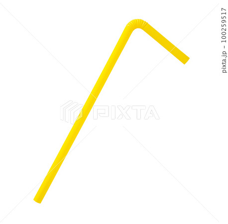Yellow plastic straw isolated on white background Yellow plastic straw isolated on white background 100259517