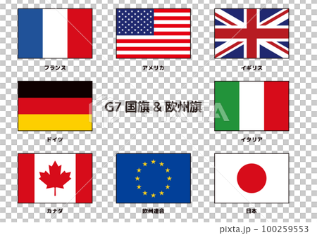 G7国旗 ＆欧州旗　縦横比2：3 セット 100259553